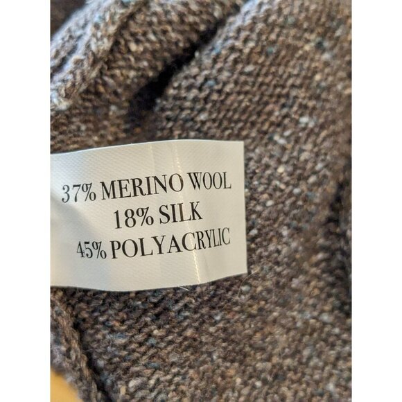 Blarney Woollen Mills Silk Merino Wool Buckle Knit Poncho Sweater Dolman Taupe - Picture 7 of 8